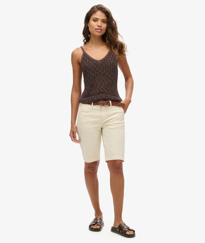 Superdry Damen City Chinoshorts Weiß - Größe: 36