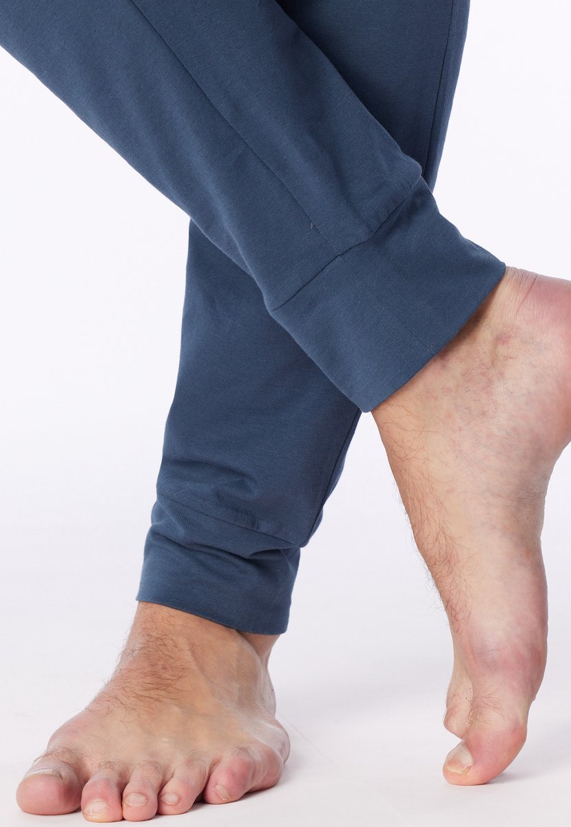 Schlafanzug lang V-Ausschnitt Bündchen Ringel deep blue - 95/5 98
