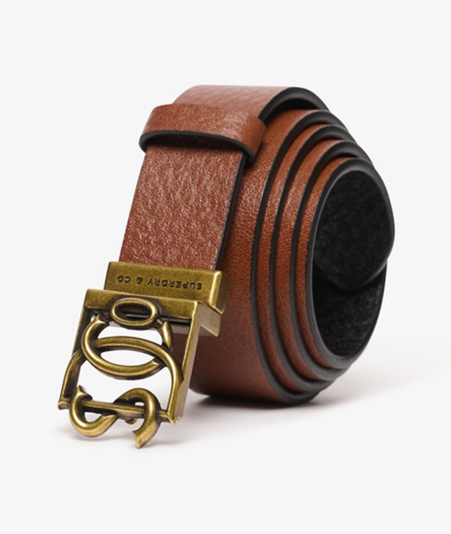 Superdry Damen Monogram Ledergürtel Brown - Größe: M