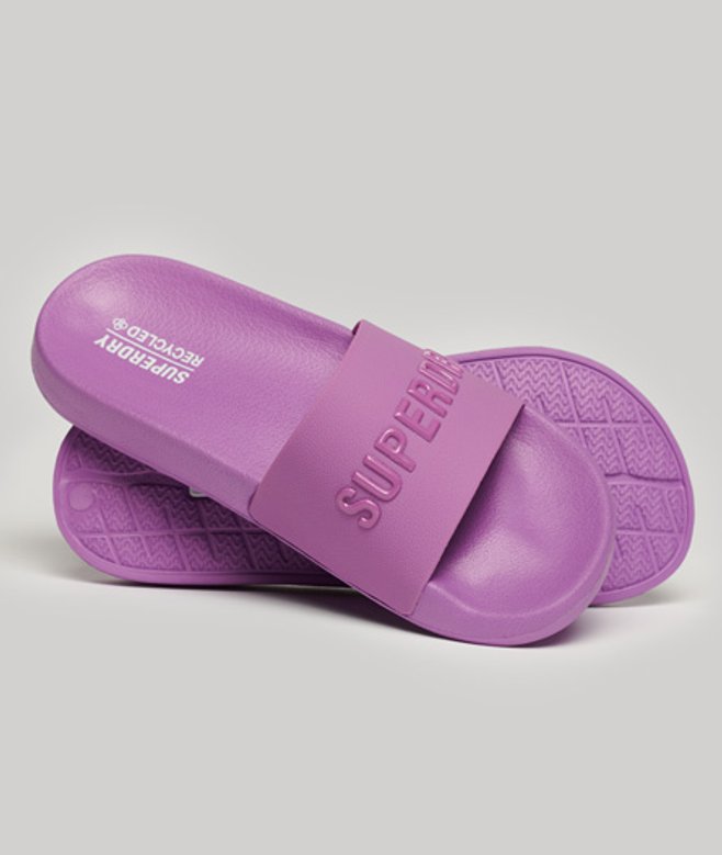 Superdry Damen Code Logo Badeschlappen Lila - Größe: S