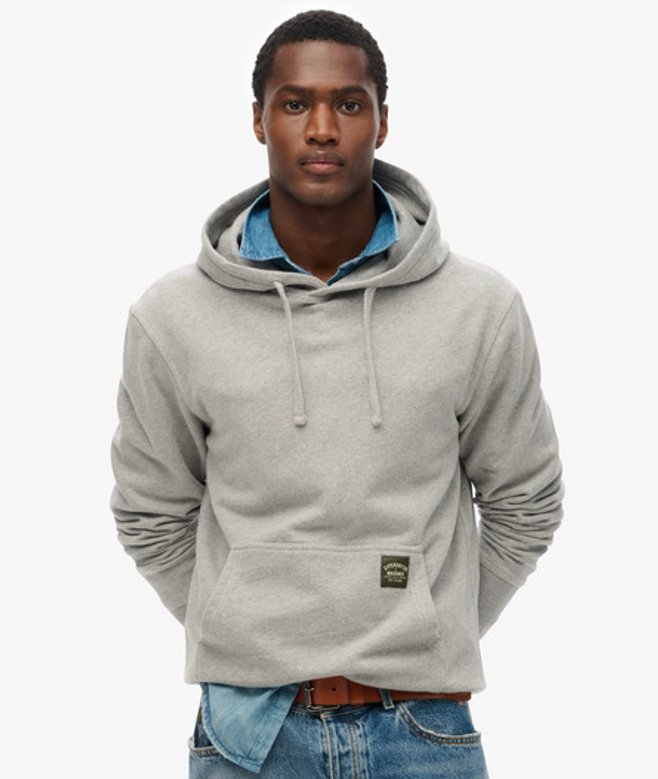 Superdry Herren Hoodie mit Lockerer Passform und Kontrastnaht Grau - Größe: S