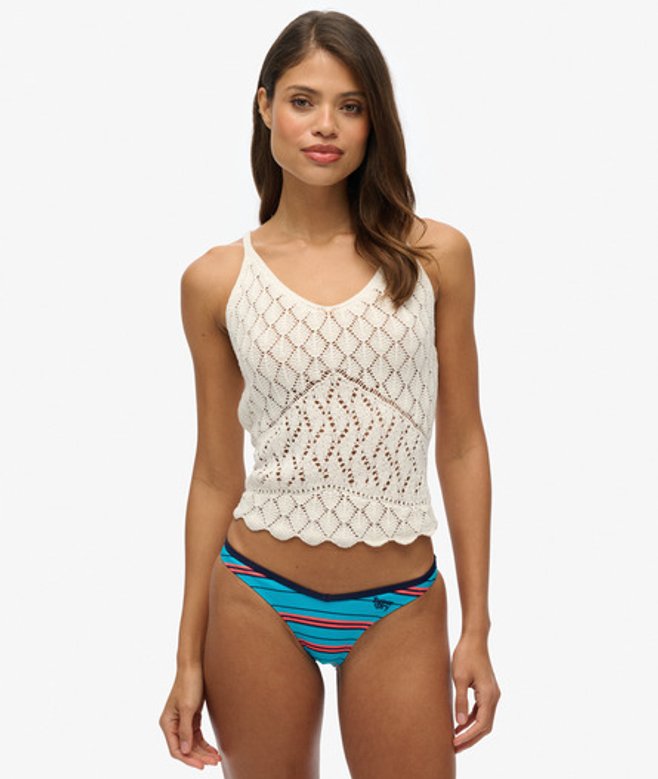 Superdry Damen Blau und Rot Bikinihöschen Gestreift, Größe: 44 - Größe: 44