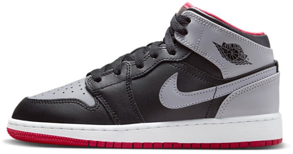 Air Jordan 1 Mid GS Bred Shadow Kinder Sneaker Schwarz Feuerrot Weiß DQ8423-006 40