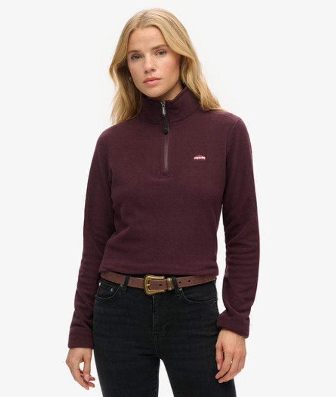 Superdry Damen Polar Fleecepullover mit Halbem Reißverschluss Lila - Größe: 36