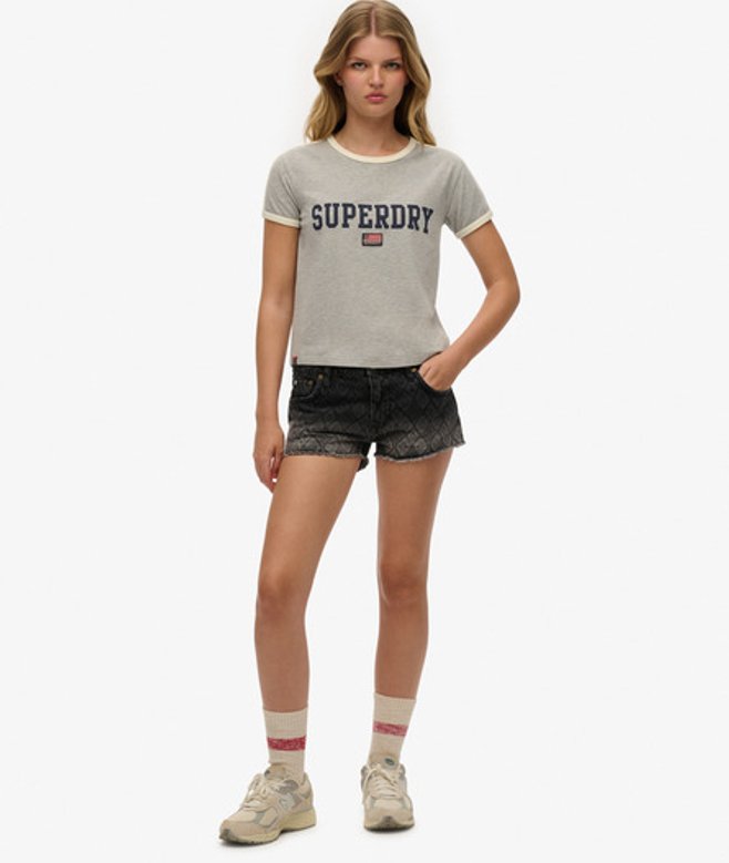 Superdry Damen Hot Jeansshorts Schwarz - Größe: 38