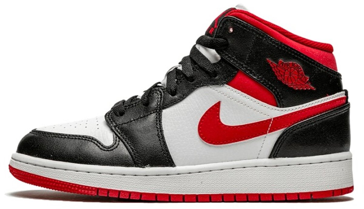 Air Jordan 1 Mid GS Schwarz Gym Rot Kinder Sneakers Weiß DJ4695-122 36