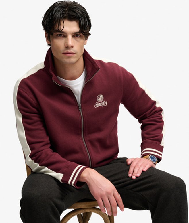 Superdry Herren Athletic Club Track Top Lockere Passform Red - Größe: XL