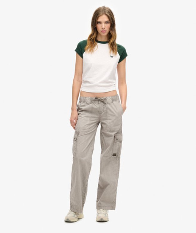 Superdry Damen Utility-hose mit Niedriger Leibhöhe Grau - Größe: 40