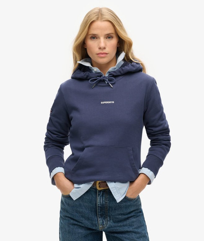 Superdry Damen Einfarbiges Hoodie Marineblau - Größe: 44