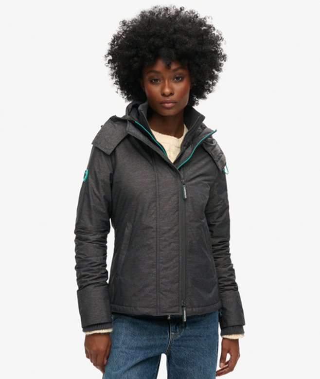 Superdry Damen Pop Arctic Sd-windcheater mit Kapuze und Reißverschluss Dunkelgrau - Größe: 38