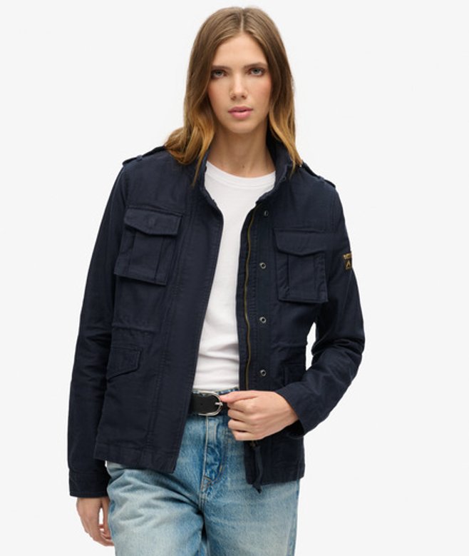 Superdry Damen Vintage M65 Jacke Marineblau - Größe: 36