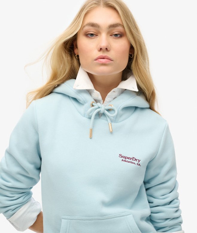 Superdry Damen Essential Hoodie mit Logo Hellblau - Größe: 38