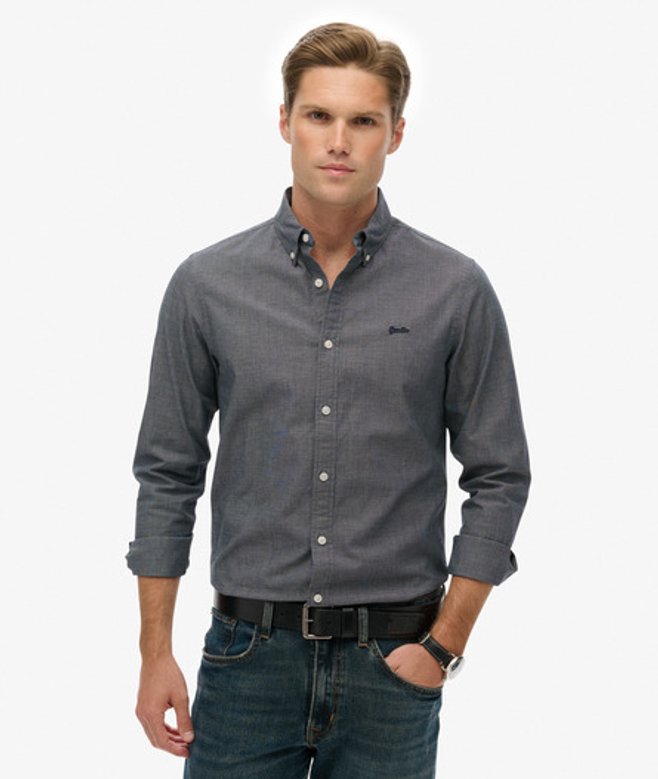 Superdry Herren Figurbetontes Essentials Lite Hemd White - Größe: Xxl
