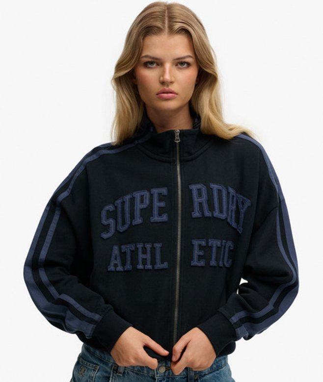Superdry Damen Athletic Essentials Applique Zip-trainingsjacke in OverGröße-passform Navy - Größe: 44