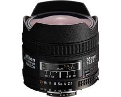 Nikon AF 16mm f/2.8D - Fisheye - 180° beeldhoek - scherpstelling tot 0,25 m