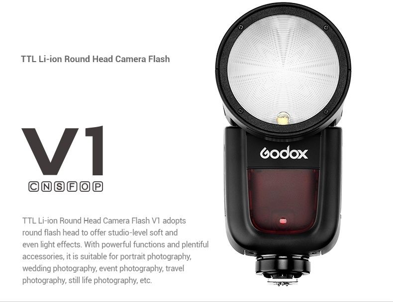 Godox Speedlite V1 - Compactflitser - 330° draaibaar - Fujifilm