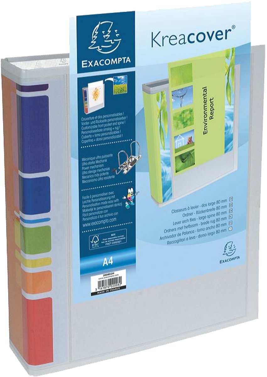 10 x Exacompta Präsentationsringbuch Kreacover A4 80mm weiß