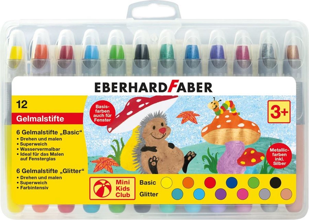 6 x Eberhard Faber Gelmalstifte Basic + Metallic rund VE=12 Stück