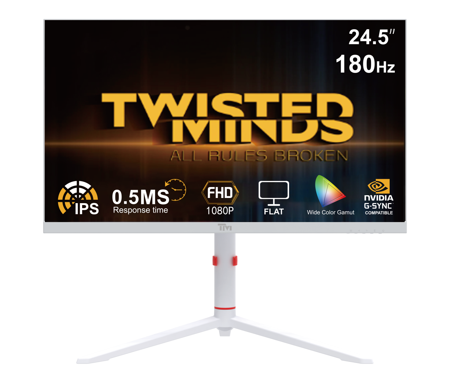 Twisted Minds - Arctic Pro Series 24" FHD - 180HZ 0.5MS Fast IPS HDMI 2.1 Gaming Monitor - White