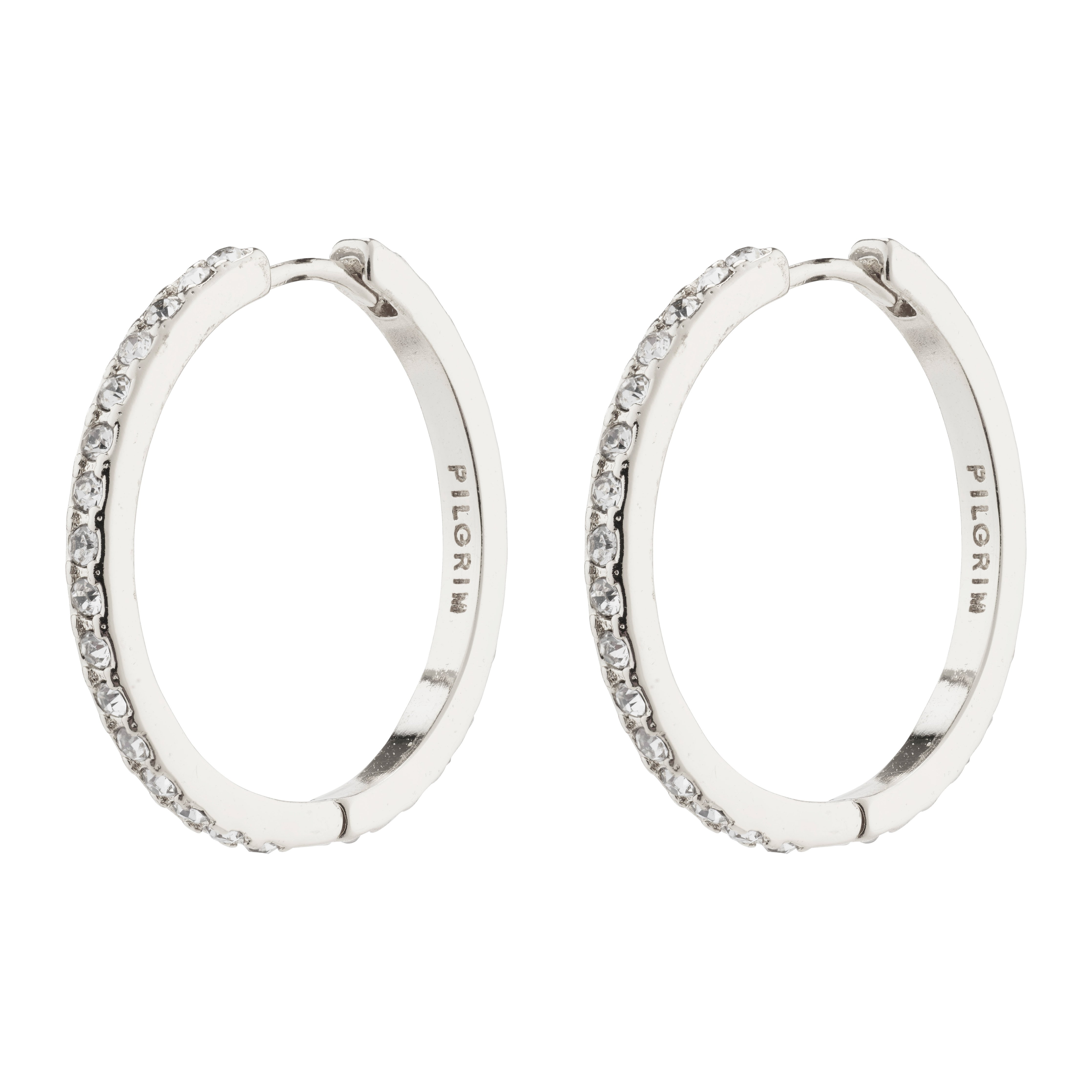 PILGRIM - EBNA Maxi Crystal Hoops - Silver Plated - 26 mm