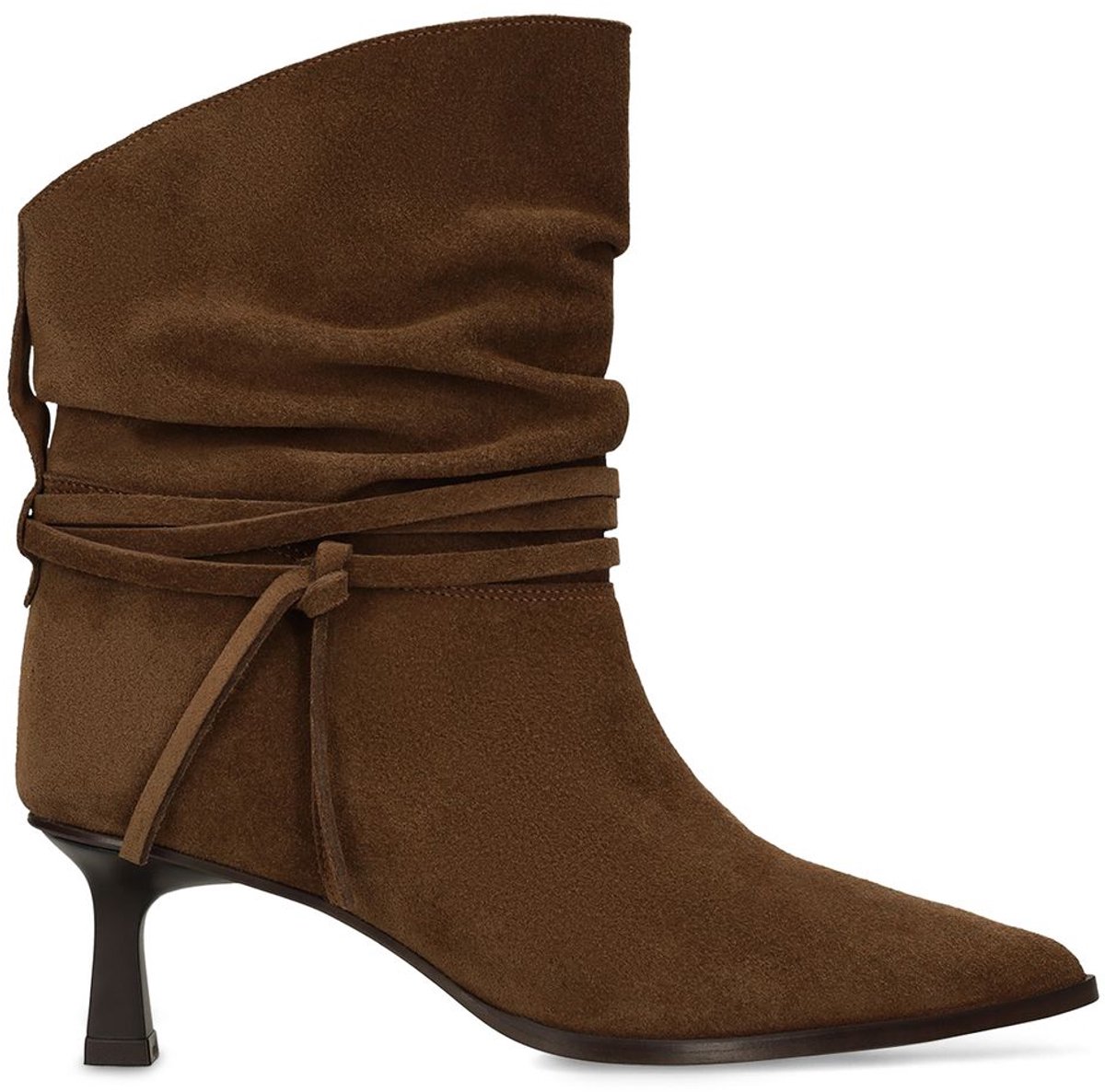 Taupefarbene Slouchy Boots aus Veloursleder