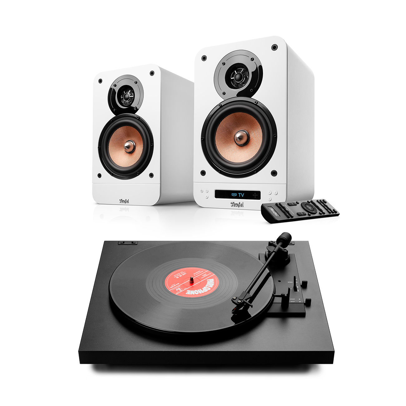 ULTIMA 25 AKTIV 2 + Pro-Ject A1.2 Weiß / Schwarz