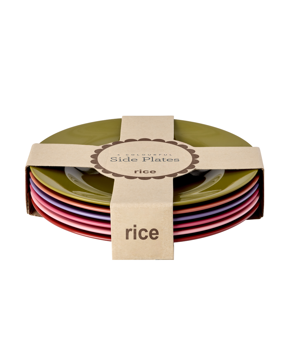 Rice - Melamine Round Side Plates - Assorted Colors - 6 Pack