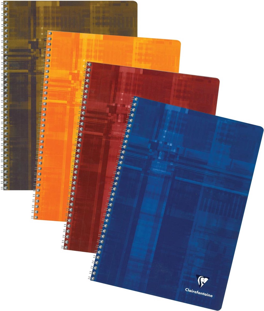 10 x Clairefontaine Spiralbuch A4 liniert mit Rand 50 Blatt farbig sor