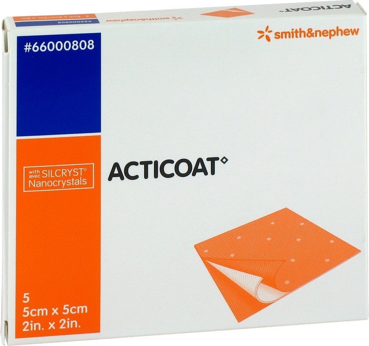 ACTICOAT 5x5 cm antimikrobielle Wundauflage 5 St Kompressen