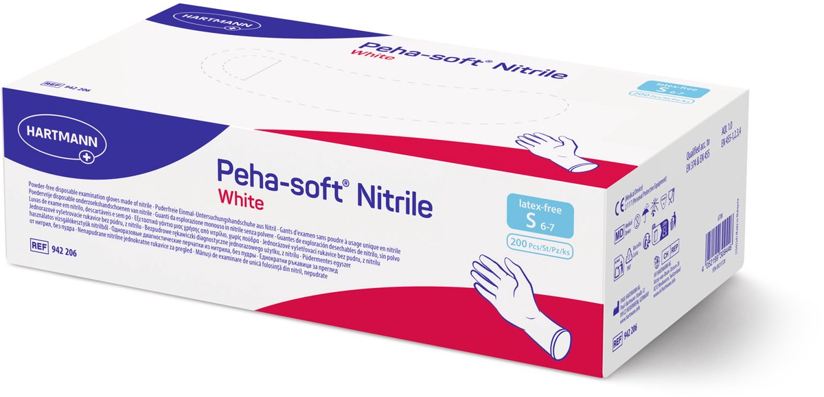 PEHA-SOFT nitrile white Unt.Hands.unsteril pf S 200 St Handschuhe