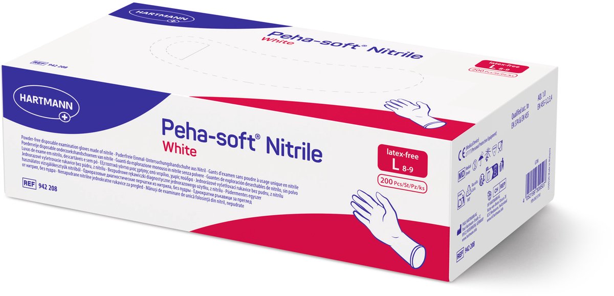 Peha-soft nitrile white Untersuchungshandschuhe unsteril pf L 200 St Handschuhe