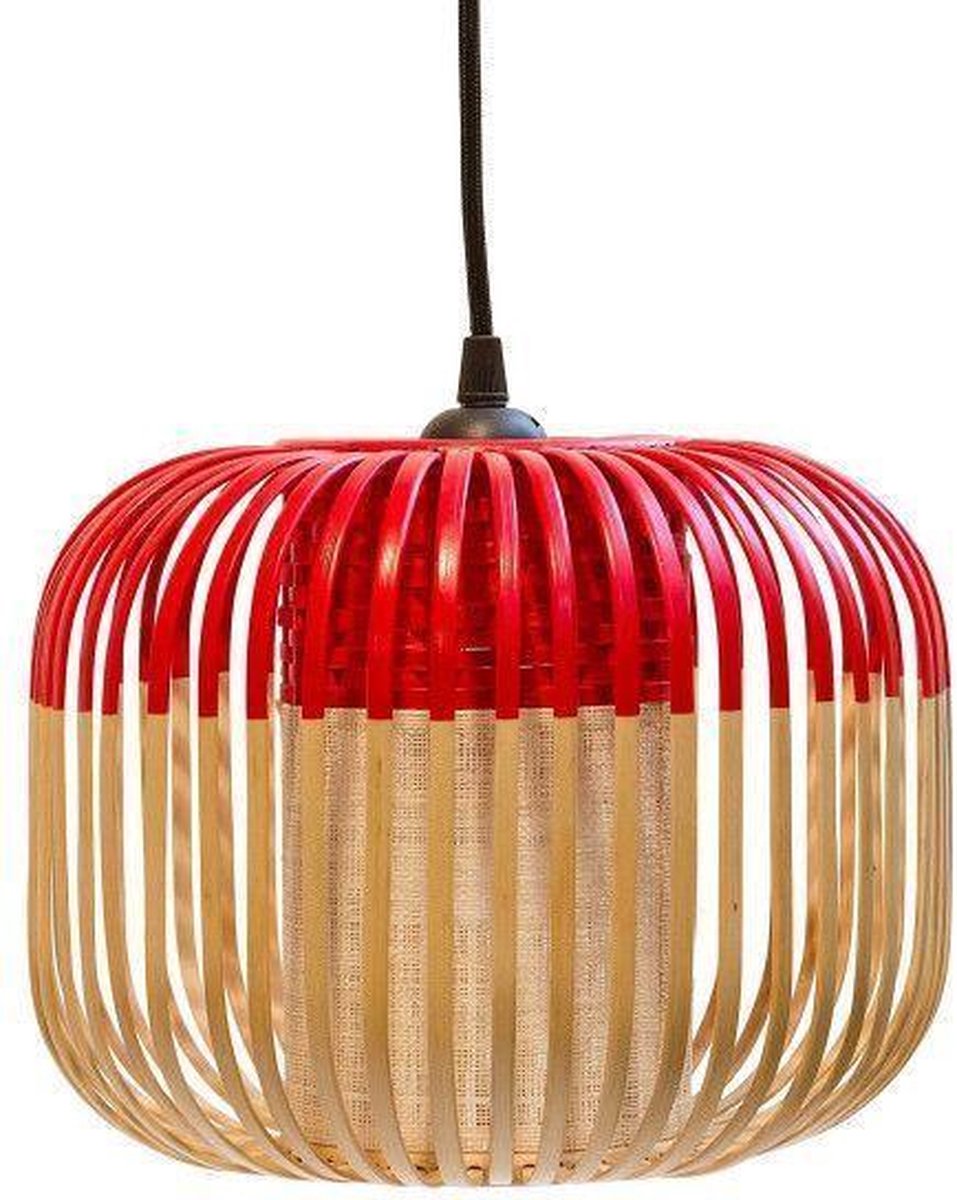 Bamboo XS Pendellampe, rot, Ø 27 cm - Forestier - Wohnzimmer - Design - Bambus - Einflammig
