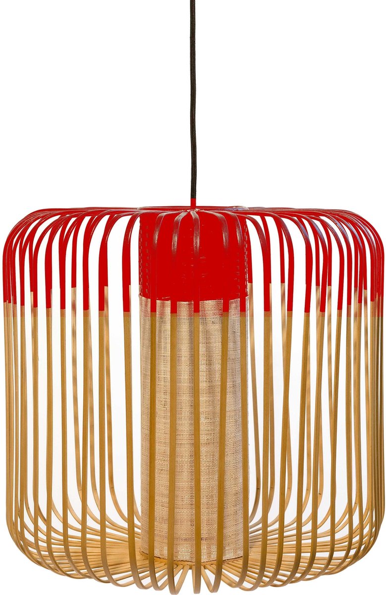 Bamboo M Pendellampe, rot, Ø 45 cm - Forestier - Esszimmer - Design - Bambus - Einflammig