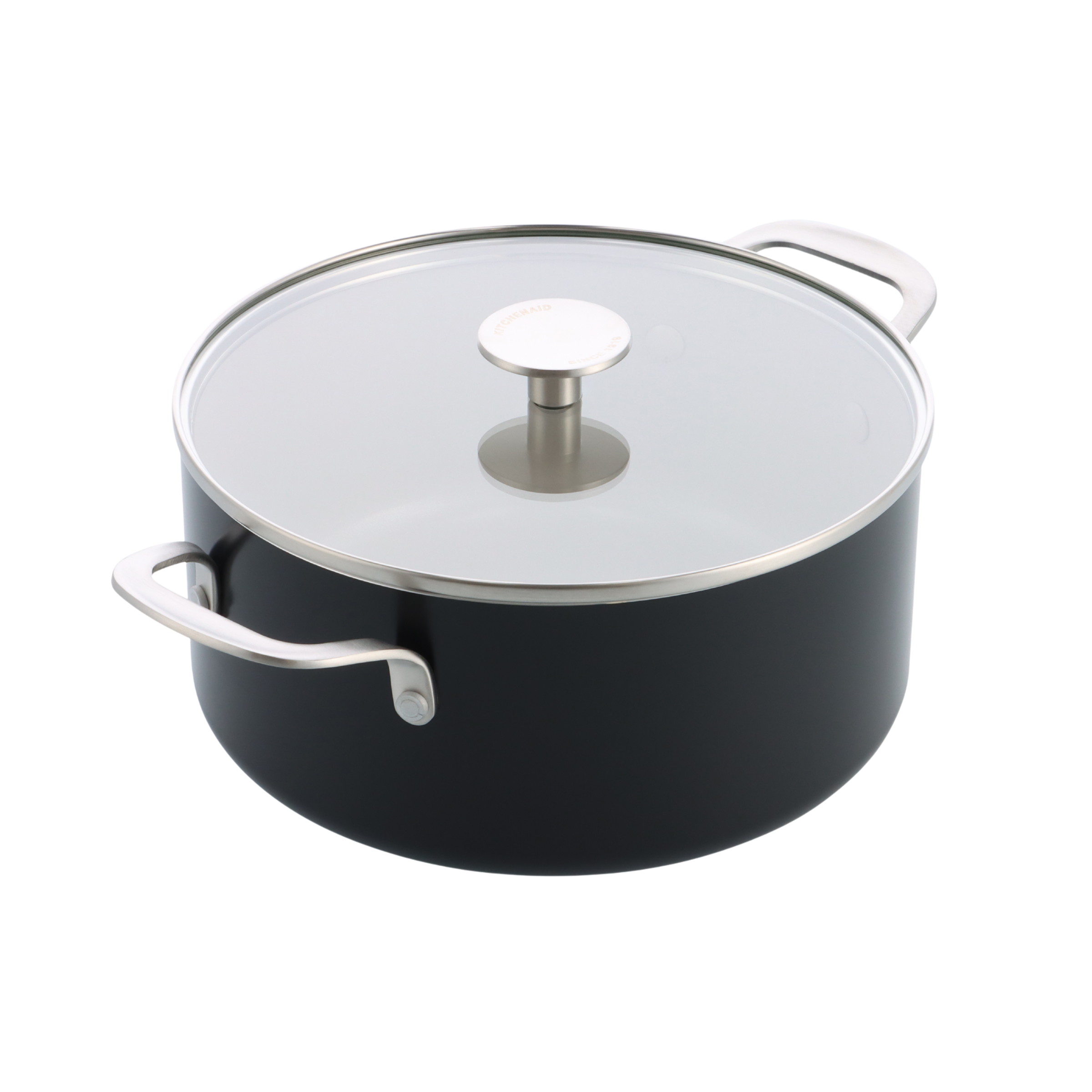 KitchenAid - Coloured Aluminum Casserole with Lid - Matte Black - 24cm / 4.91L