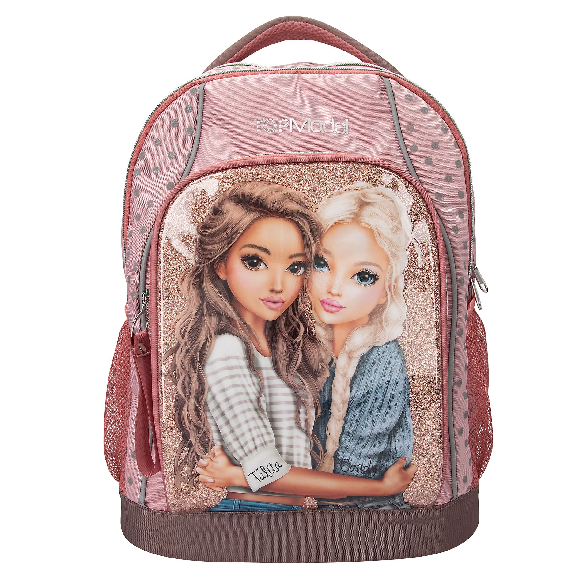Topmodel - School Backpack DOTS - Rosé with Grey Dots