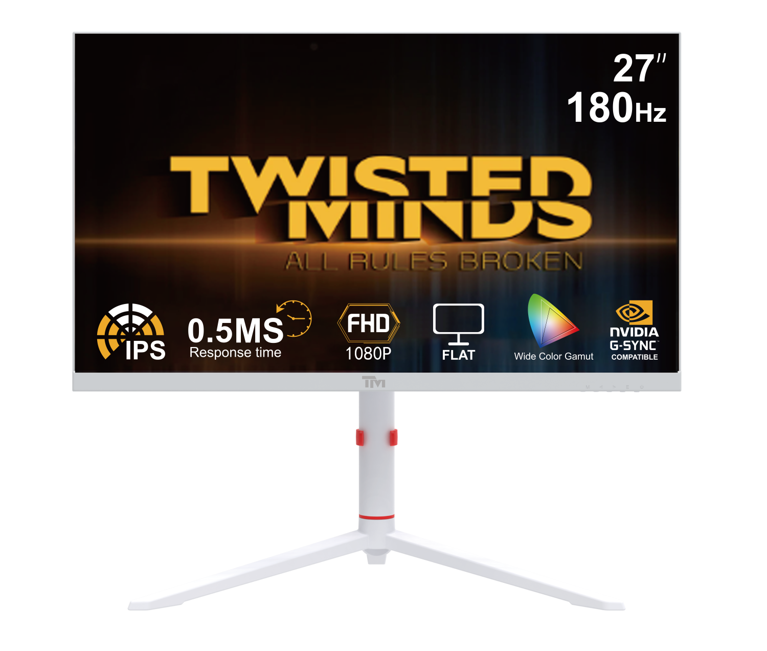 Twisted Minds - Arctic Pro Series 27" FHD - 180HZ 0.5MS Fast IPS HDMI 2.1 Gaming Monitor - White