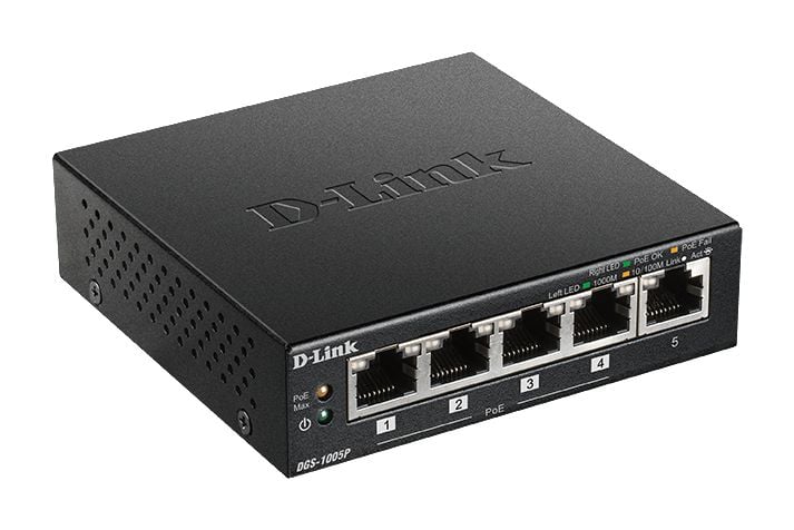 D-link - 5-Port Desktop Gigabit PoE+ DGS-1005P/E