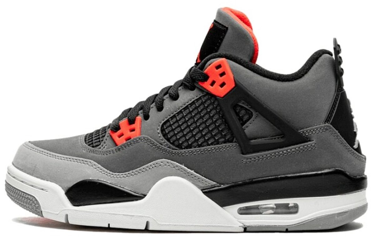 Air Jordan 4 Retro GS Infrared Kinder-Sneakers Grau Dunkelgrau Infrared-23 408452-061 35.5