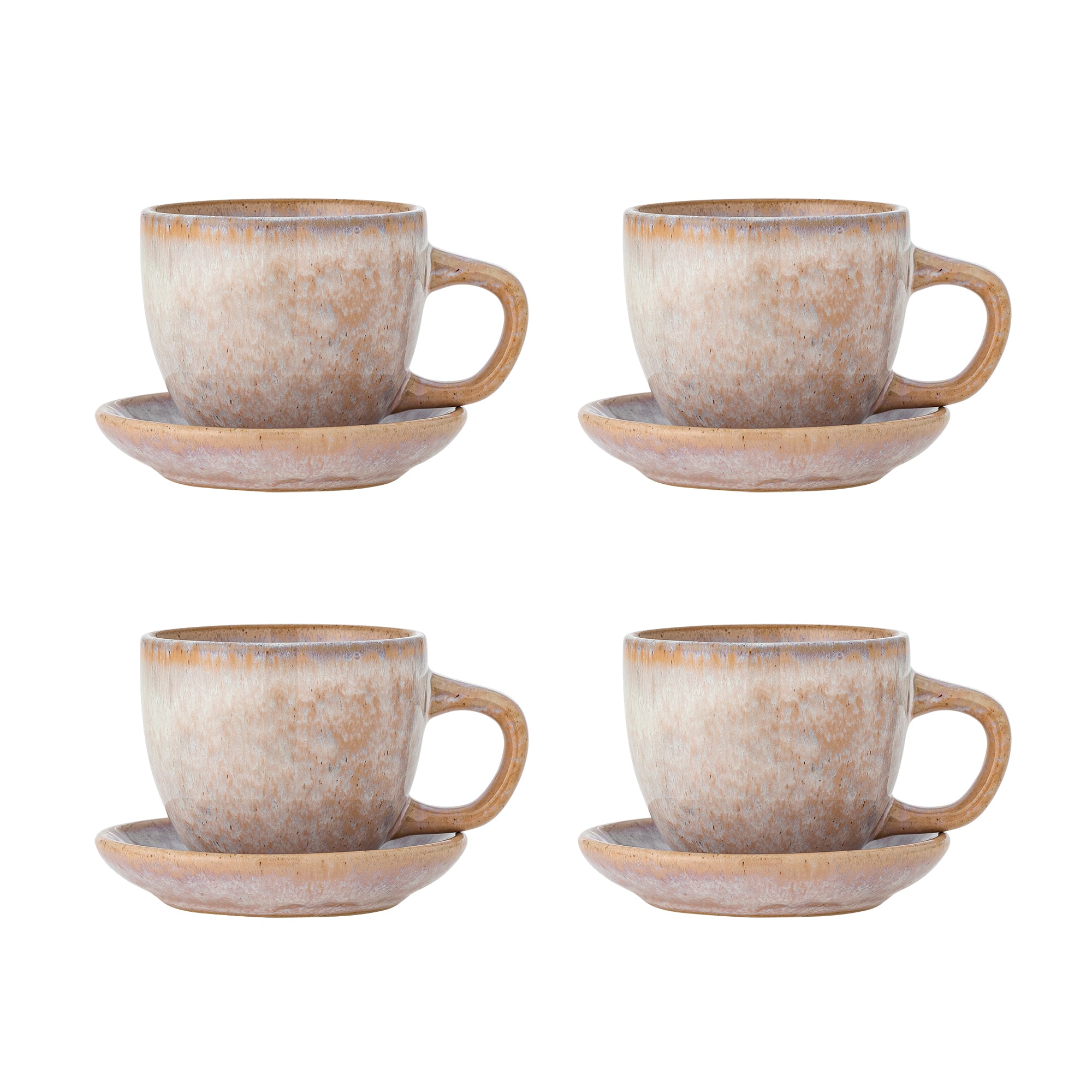 Bloomingville – Brenta Tasse mit Untertasse – 4er-Set – rosa