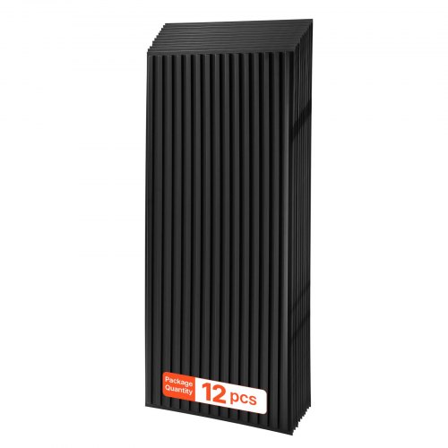 VEVOR 605x1215mm PVC Ceiling Tiles 12-Pack 3D Black Linear Slat Panels, Smooth PVC Sheet for Drop Grid, Impact-Resistant, Paintable Surface, Easy Cut, Modern Decorative Style for Home, Office
