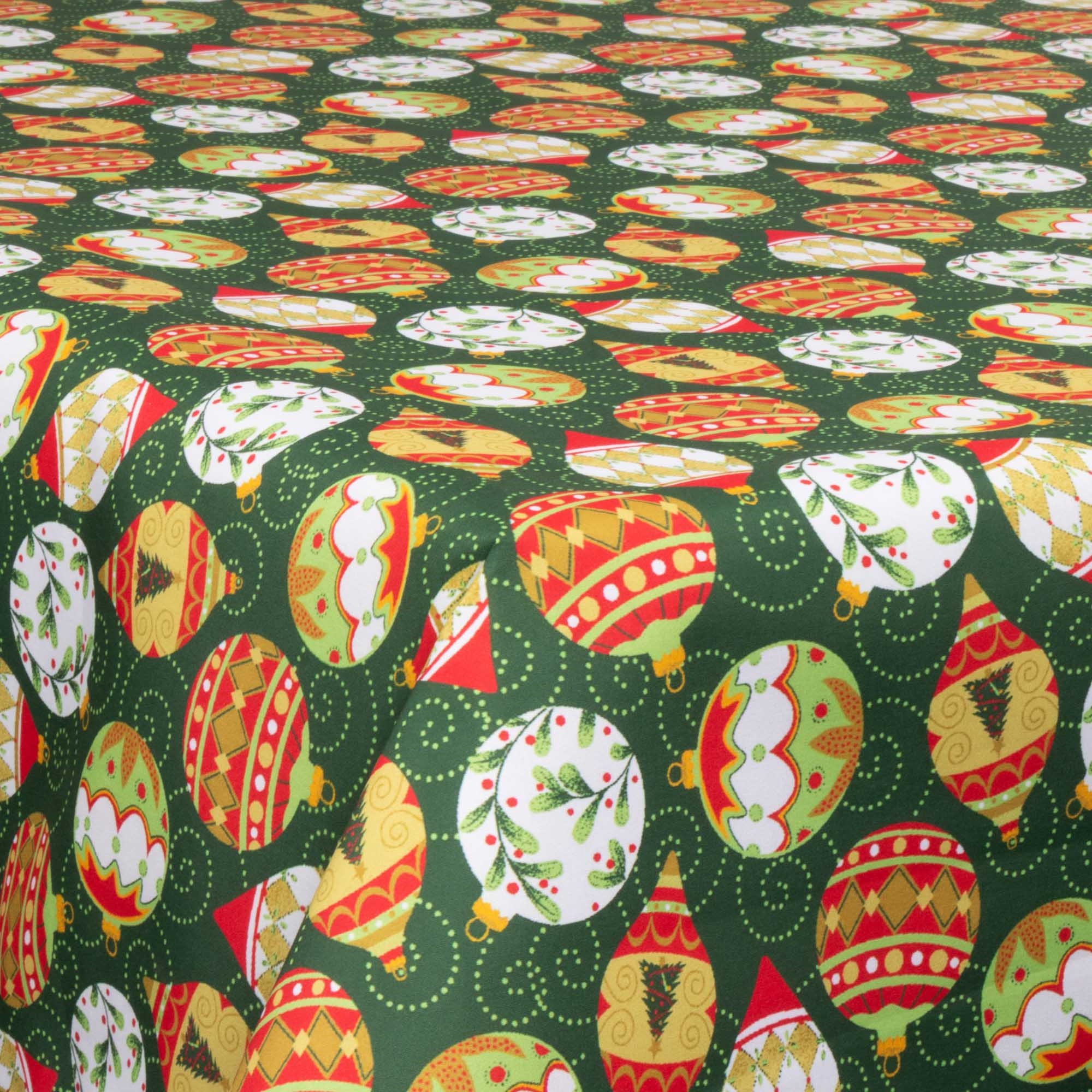 Textil Wachstuch mit Acrylbeschichtung - 30 Meter auf Rolle - Mit Weihnachtsmotiv - Weihnachtskugeln - 140 cm breites Textiltuch