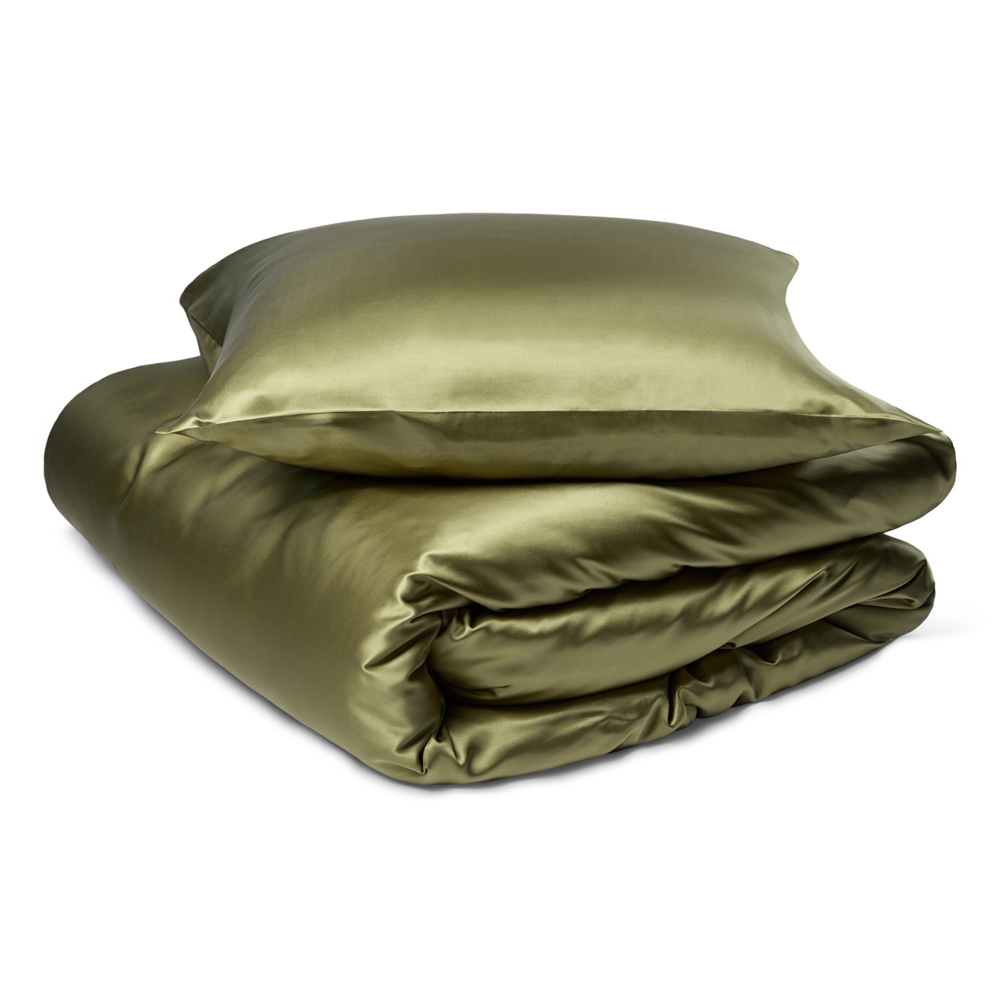 Seiden-Bettwäsche 240x220 cm - Doppelbett-Bettwäsche - 100% Maulbeerseide - Olive