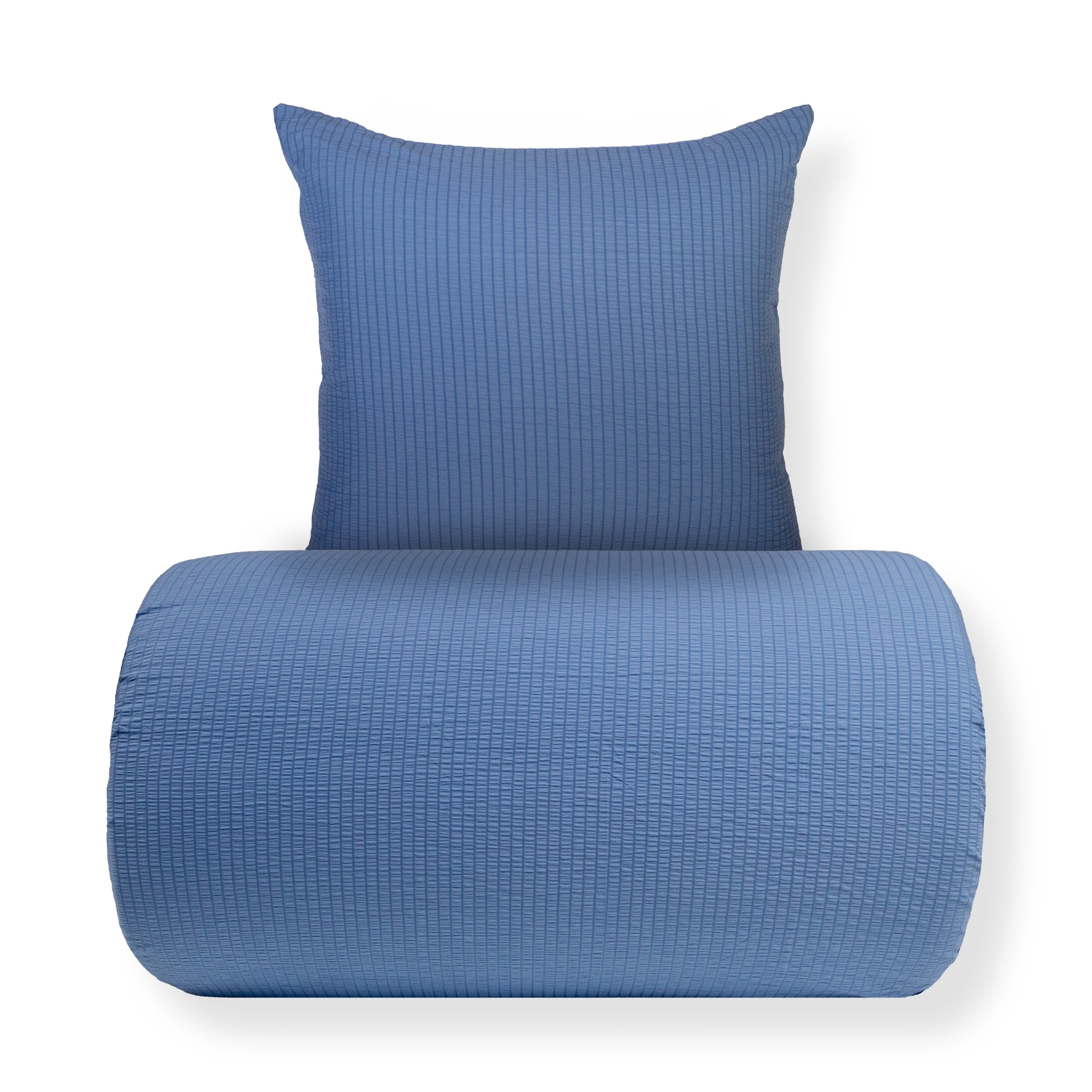 Doppelbettwäsche 200x220 cm - Seersucker-Bettwäsche - Microfaser - Blau Seersucker