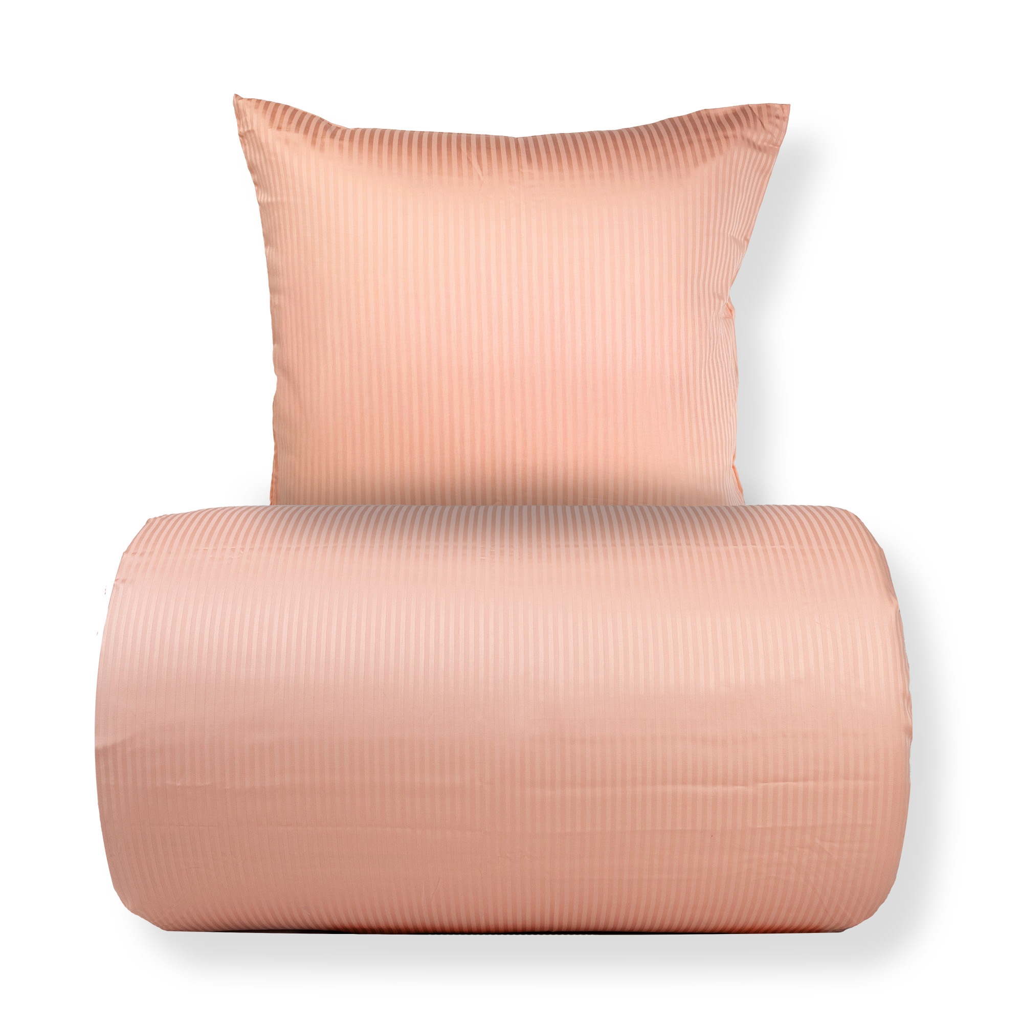 Doppelbett-Bettwäsche 200x220 cm - Ägyptische Baumwolle - Rosa, jacquardgewebte Streifen