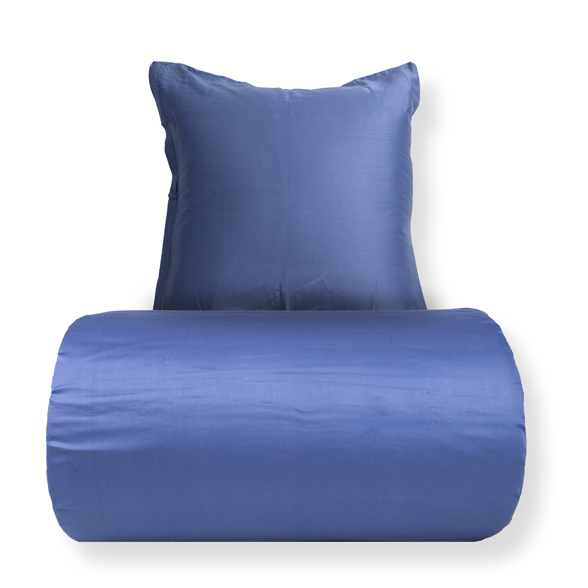 Bettwäsche 140x200 cm - 100% Baumwollsatin - Blau mit hellblauer Paspelkante