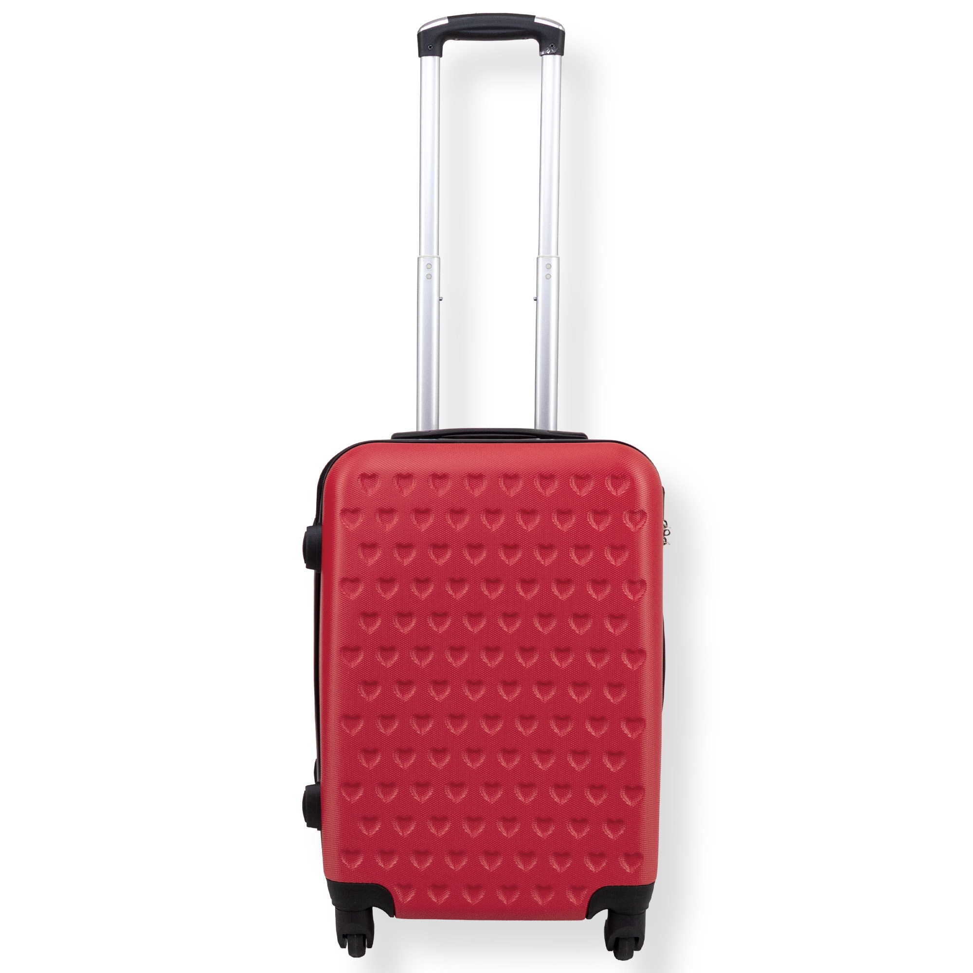 Roter Kabinenkoffer - Hardcase-Koffer mit Herzen - stoßfestes Polypropylen - Reisekoffer