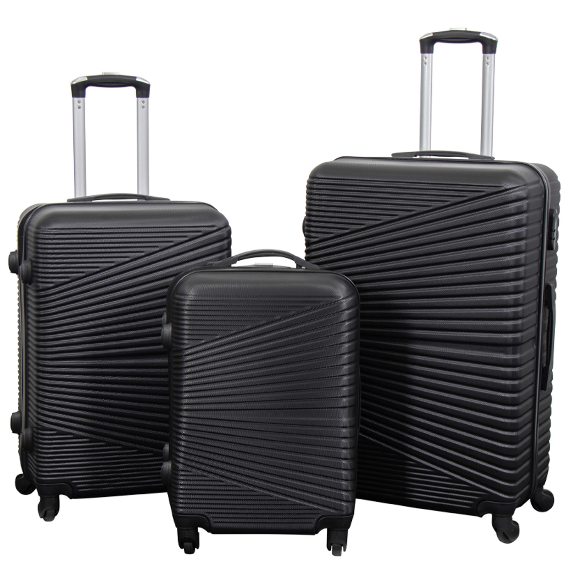 Koffer-Set - 3-tlg. - Hardcase Reisekoffer - Nordic Schwarz - Leicht Koffer