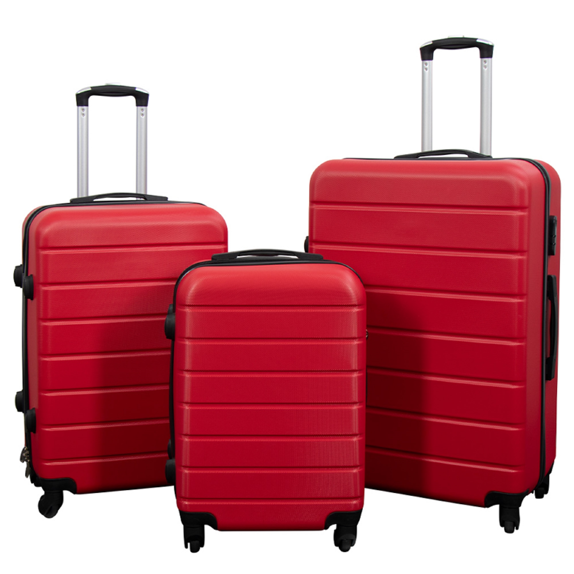 Koffer-Angebot - 3er-Set. - Exklusives Hardcase Koffer-Set - Streifen Rot