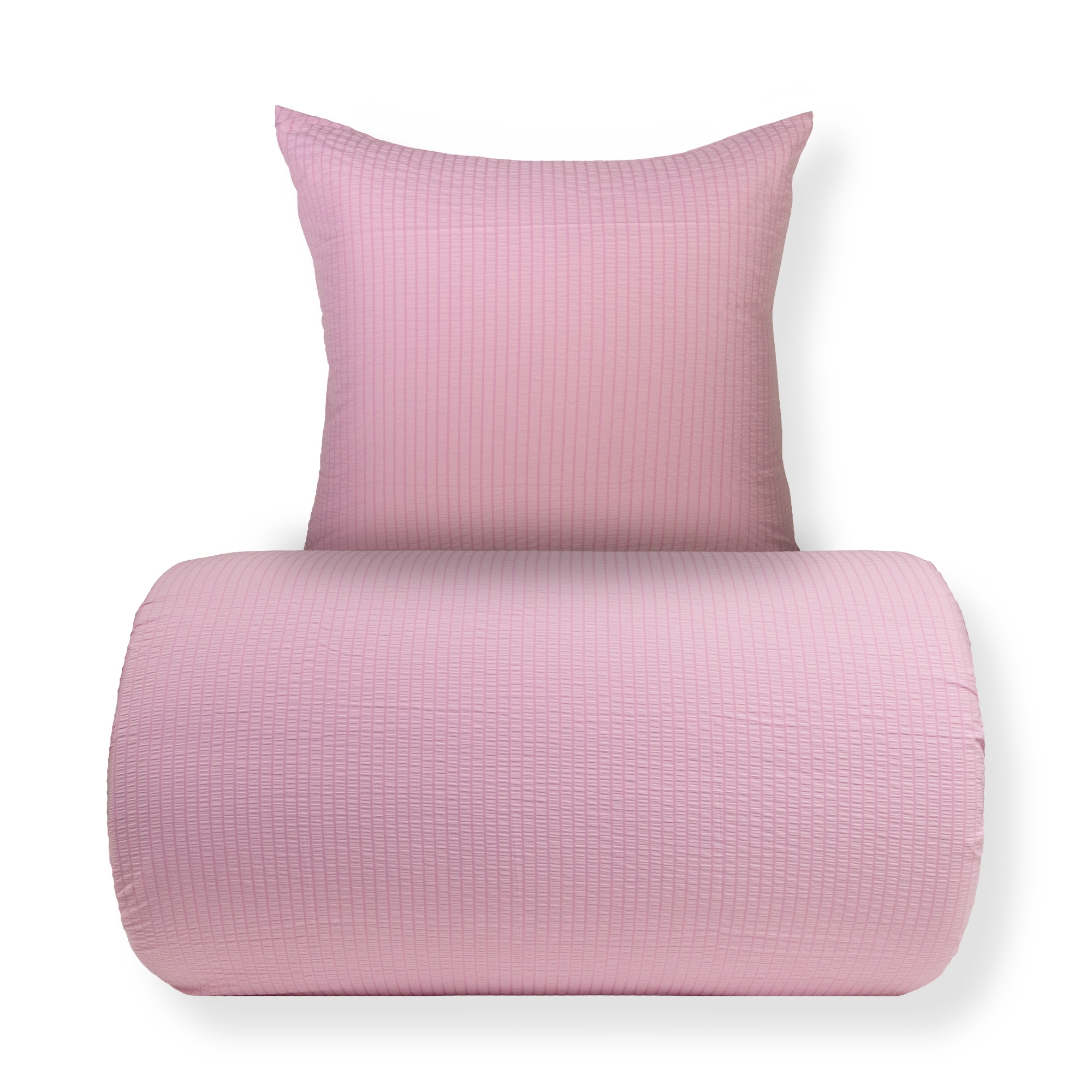 Bettwäsche 140x220 cm - Seersucker-Bettwäsche - Microfaser - Rosa Seersucker