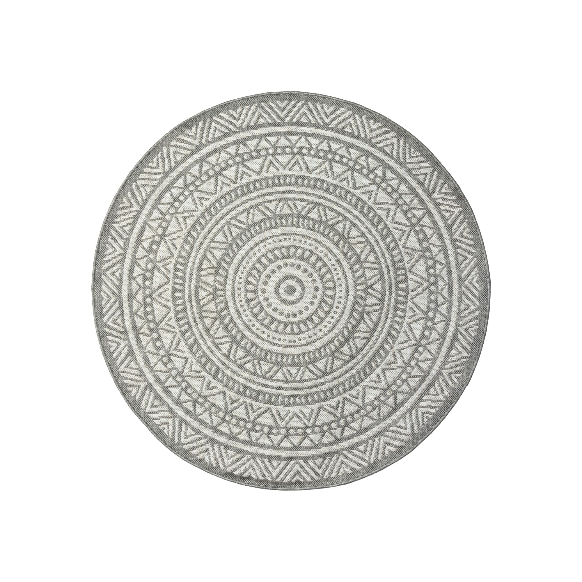 Runder Teppich - Ø 160 cm - Grau mit Muster - Outdoor - Maestro - Nordstrand Home